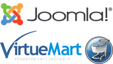 Logo Joomla! darunter das Logo VirtueMart